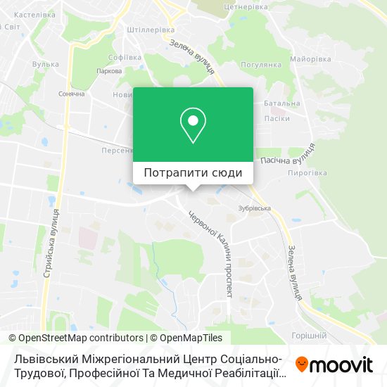 Карта Львівський Міжрегіональний Центр Соціально-Трудової, Професійної Та Медичної Реабілітації Інвалідів