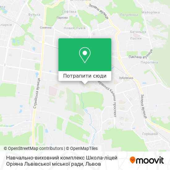Карта Навчально-виховний комплекс Школа-ліцей Оріяна Львівської міської ради