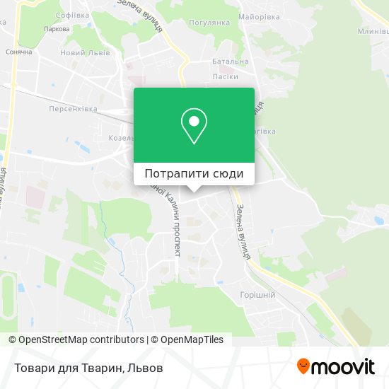 Карта Товари для Тварин