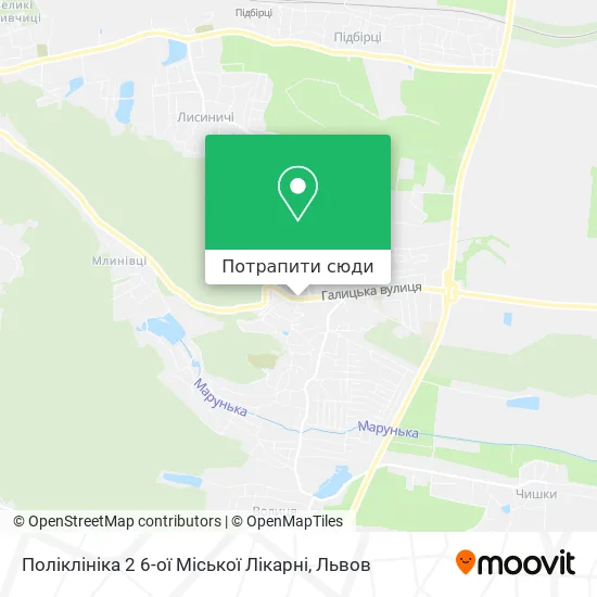 Карта Поліклініка 2 6-ої Міської Лікарні