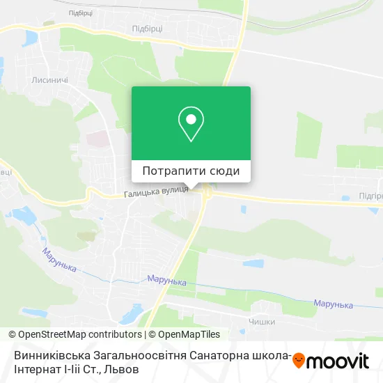 Карта Винниківська Загальноосвітня Санаторна школа-Інтернат І-Ііі Ст.