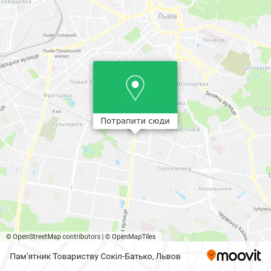 Карта Пам'ятник Товариству Сокіл-Батько
