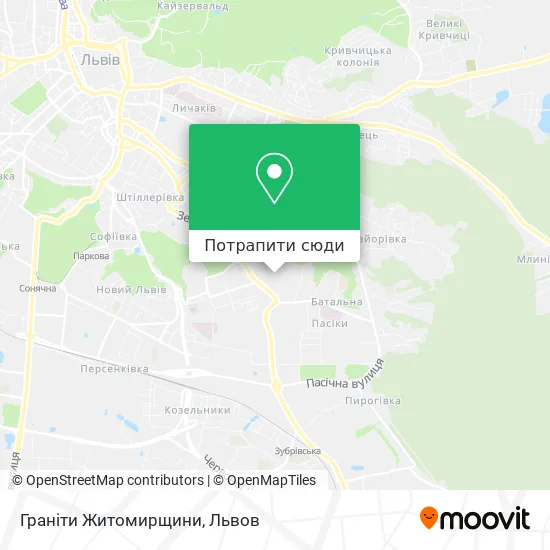 Карта Граніти Житомирщини