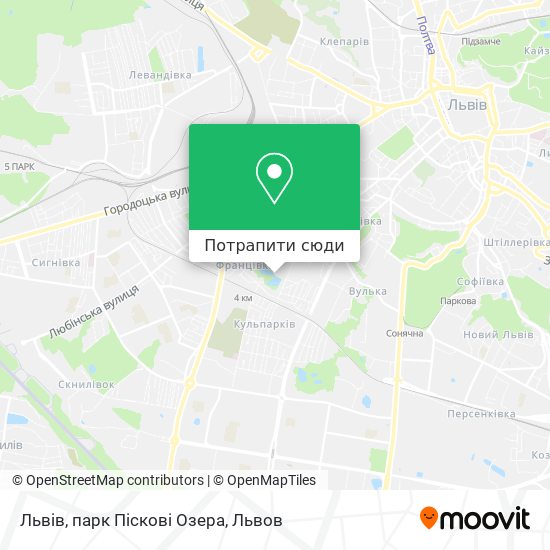 Карта Львів, парк Піскові Озера