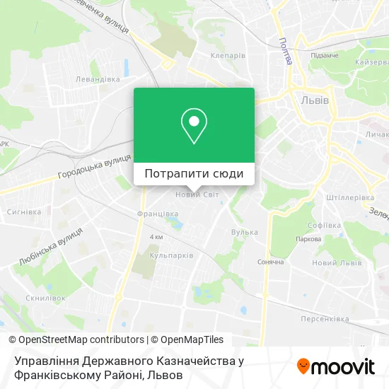 Карта Управління Державного Казначейства у Франківському Районі
