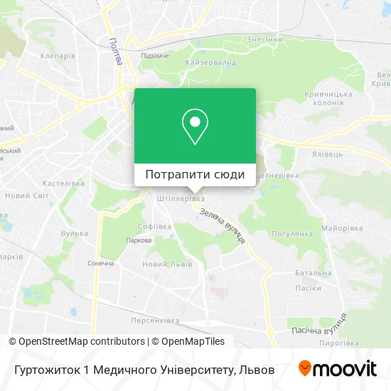 Карта Гуртожиток 1 Медичного Університету
