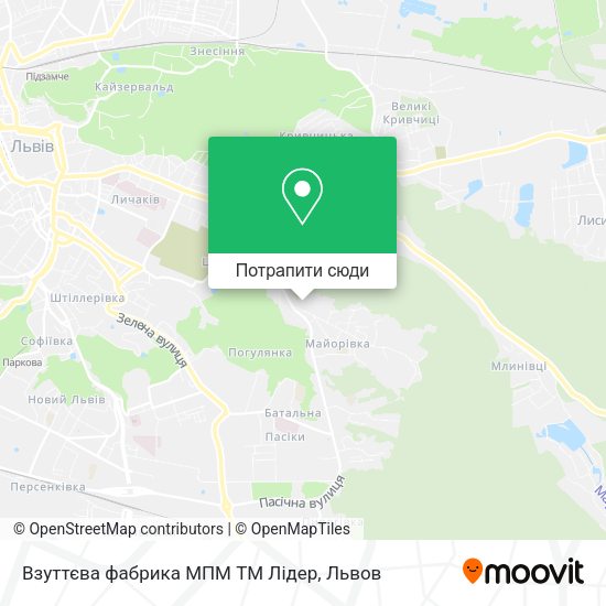 Карта Взуттєва фабрика МПМ ТМ Лідер