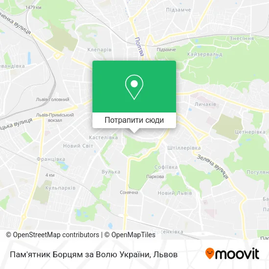 Карта Пам'ятник Борцям за Волю України