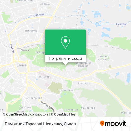 Карта Пам'ятник Тарасові Шевченку