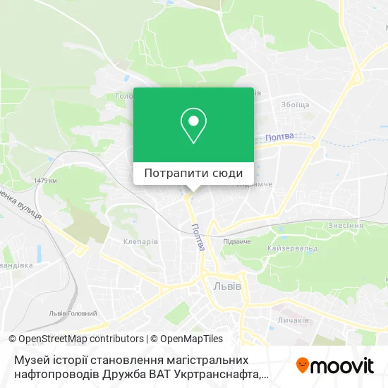 Карта Музей історії становлення магістральних нафтопроводів Дружба ВАТ Укртранснафта