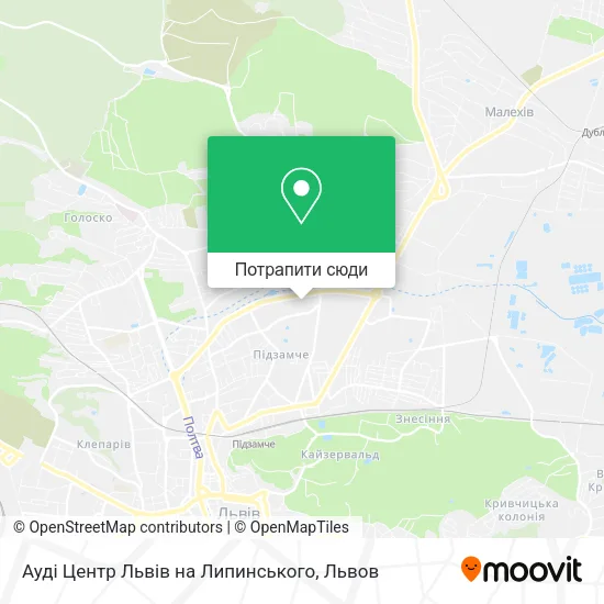 Карта Ауді Центр Львів на Липинського