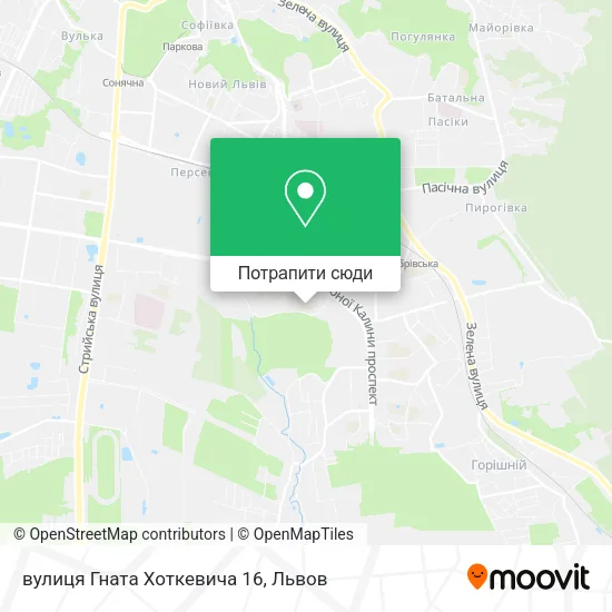 Карта вулиця Гната Хоткевича 16