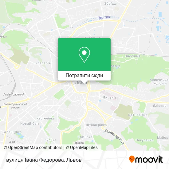 Карта вулиця Івана Федорова