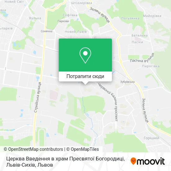 Карта Церква Введення в храм Пресвятої Богородиці, Львів-Сихів