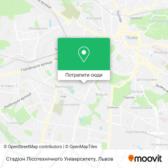 Карта Стадіон Лісотехнічного Університету