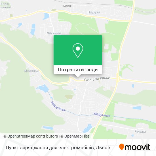 Карта Пункт заряджання для електромобілів