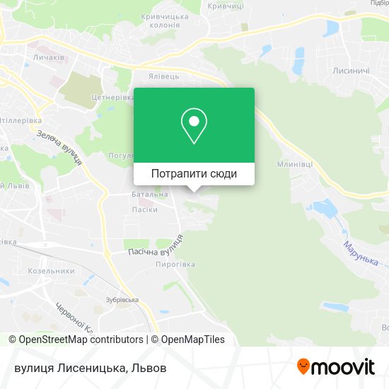 Карта вулиця Лисеницька