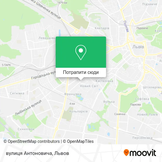 Карта вулиця Антоновича