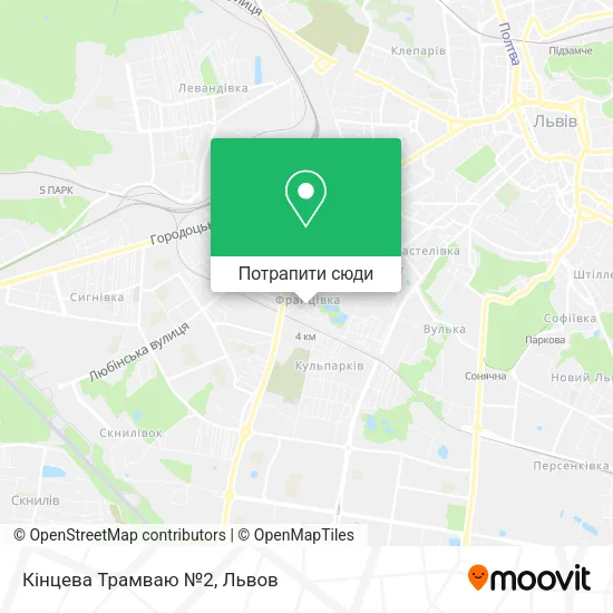 Карта Кінцева Трамваю №2