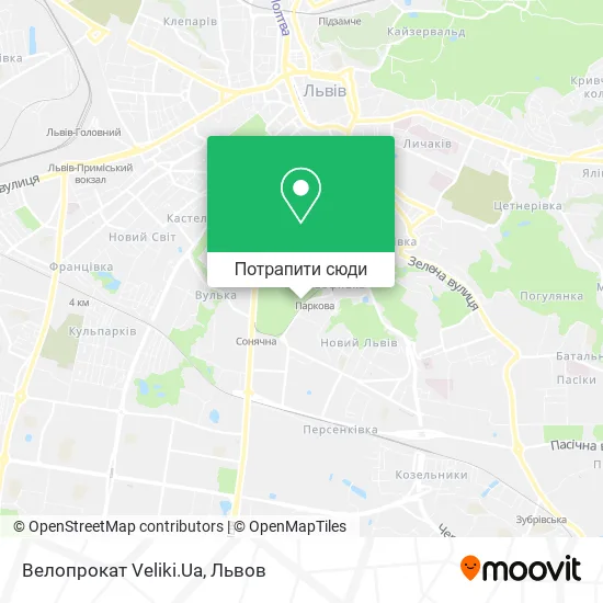 Карта Велопрокат Veliki.Ua
