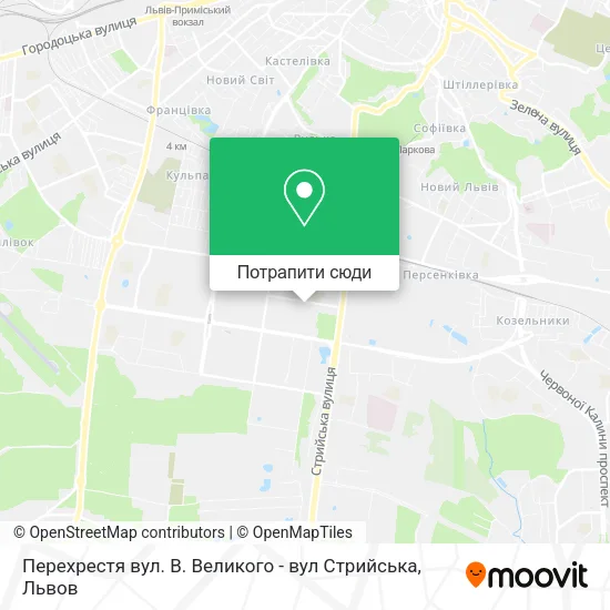 Карта Перехрестя вул. В. Великого - вул Стрийська