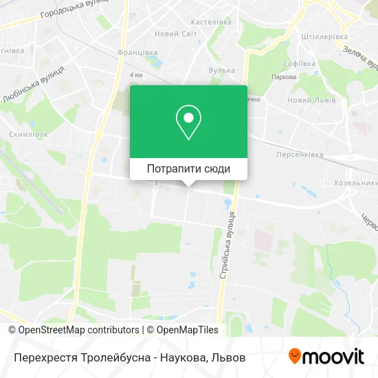 Карта Перехрестя Тролейбусна - Наукова