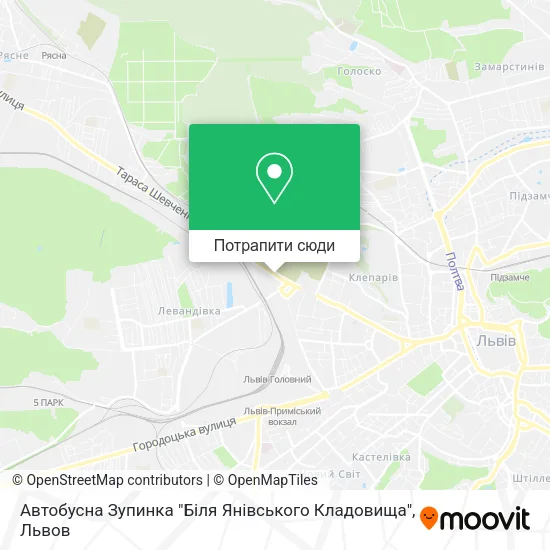 Карта Автобусна Зупинка "Біля Янівського Кладовища"