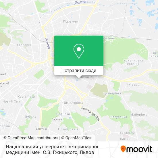 Карта Нацiональний університет ветеринарної медицини імені С.З. Гжицького