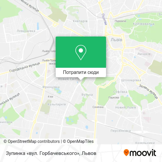 Карта Зупинка «вул. Горбачевського»