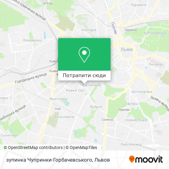 Карта зупинка Чупринки-Горбачевського