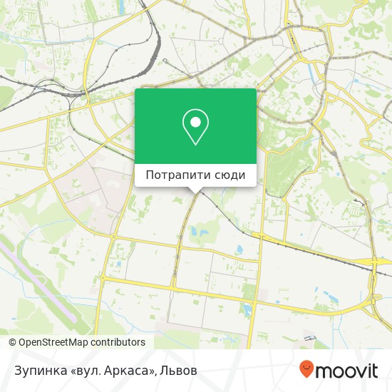 Карта Зупинка «вул. Аркаса»