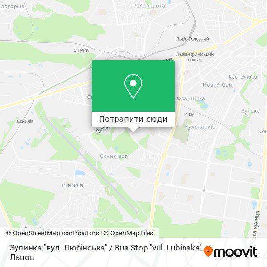 Карта Зупинка "вул. Любінська" / Bus Stop "vul. Lubinska"