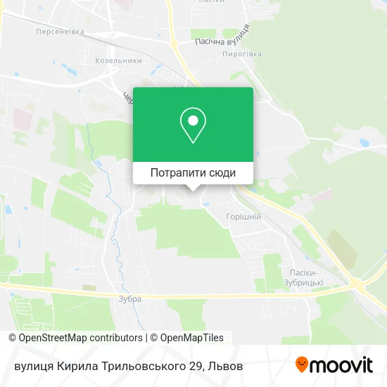 Карта вулиця Кирила Трильовського 29