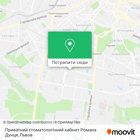 Карта Приватний стоматологічний кабінет Романа Дунця