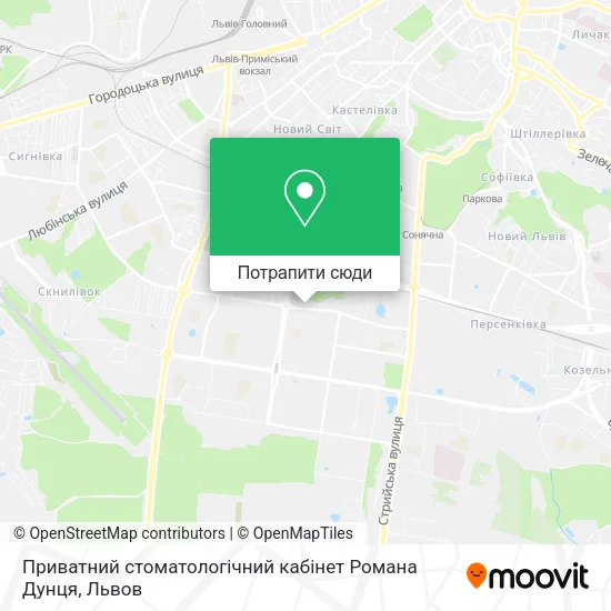 Карта Приватний стоматологічний кабінет Романа Дунця