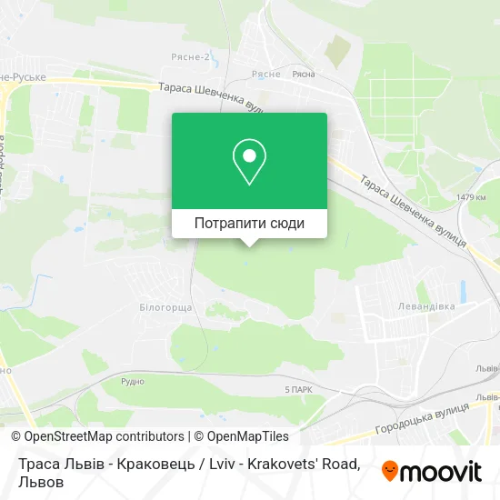 Карта Траса Львів - Краковець / Lviv - Krakovets' Road