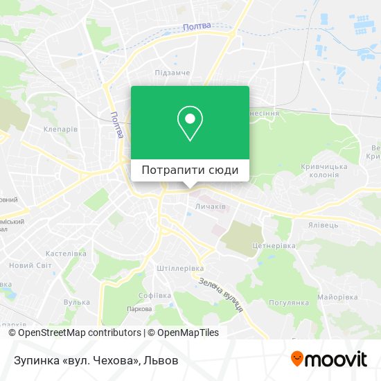 Карта Зупинка «вул. Чехова»