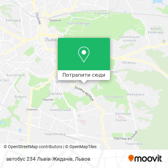 Карта автобус 234 Львів-Жидачів