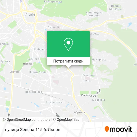 Карта вулиця Зелена 115 б
