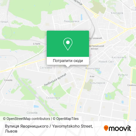 Карта Вулиця Яворницького / Yavornytskoho Street