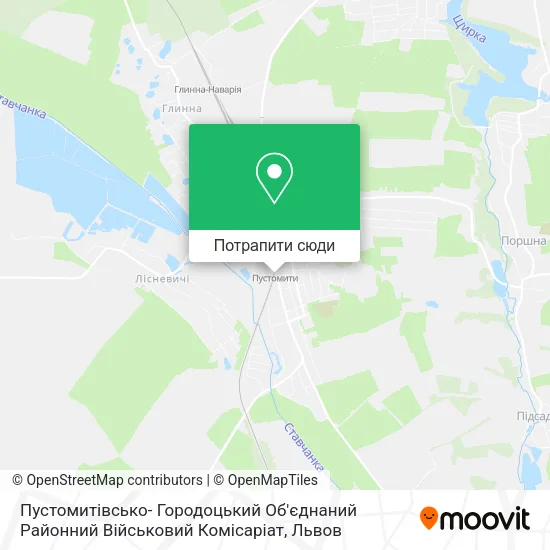 Карта Пустомитівсько- Городоцький Об'єднаний Районний Військовий Комісаріат