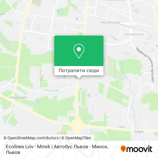 Карта Ecolines Lviv - Minsk | Автобус Львов - Минск