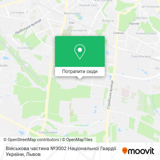 Карта Військова частина №3002 Національної Гвардії України