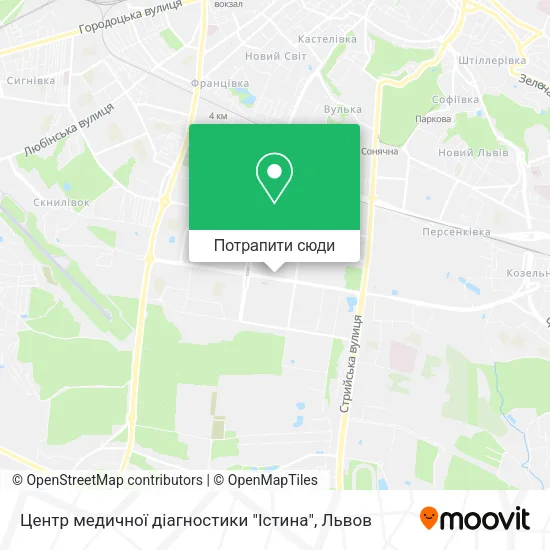 Карта Центр медичної діагностики "Істина"