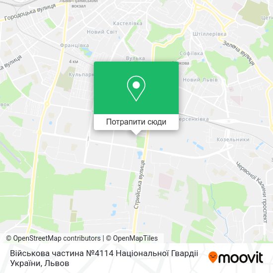 Карта Військова частина №4114 Національної Гвардіі України