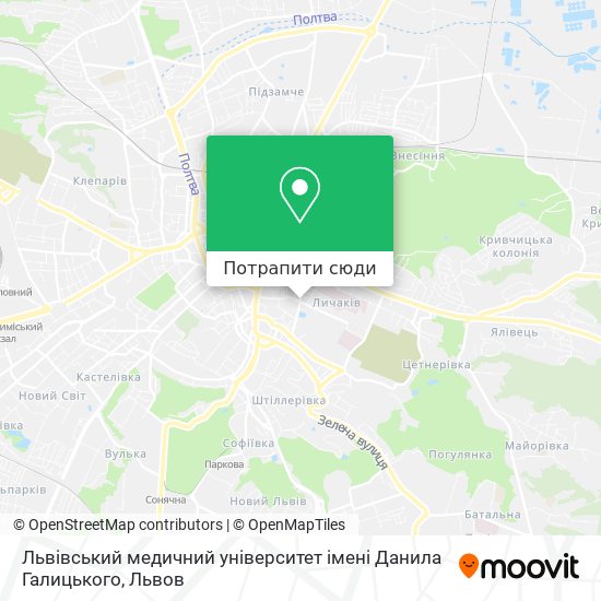 Карта Львiвський медичний унiверситет iменi Данила Галицького