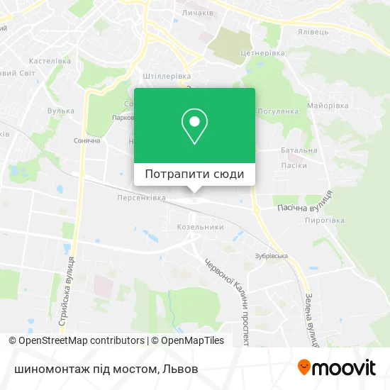 Карта шиномонтаж під мостом