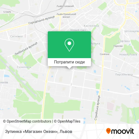 Карта Зупинка «Магазин Океан»