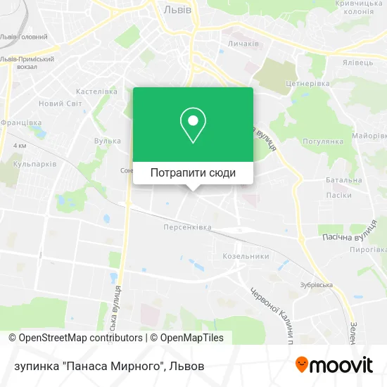 Карта зупинка "Панаса Мирного"