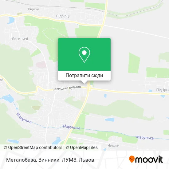 Карта Металобаза, Винники, ЛУМЗ